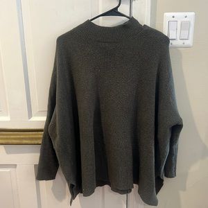 Loft Green Mock Neck Poncho Sweater Size Medium